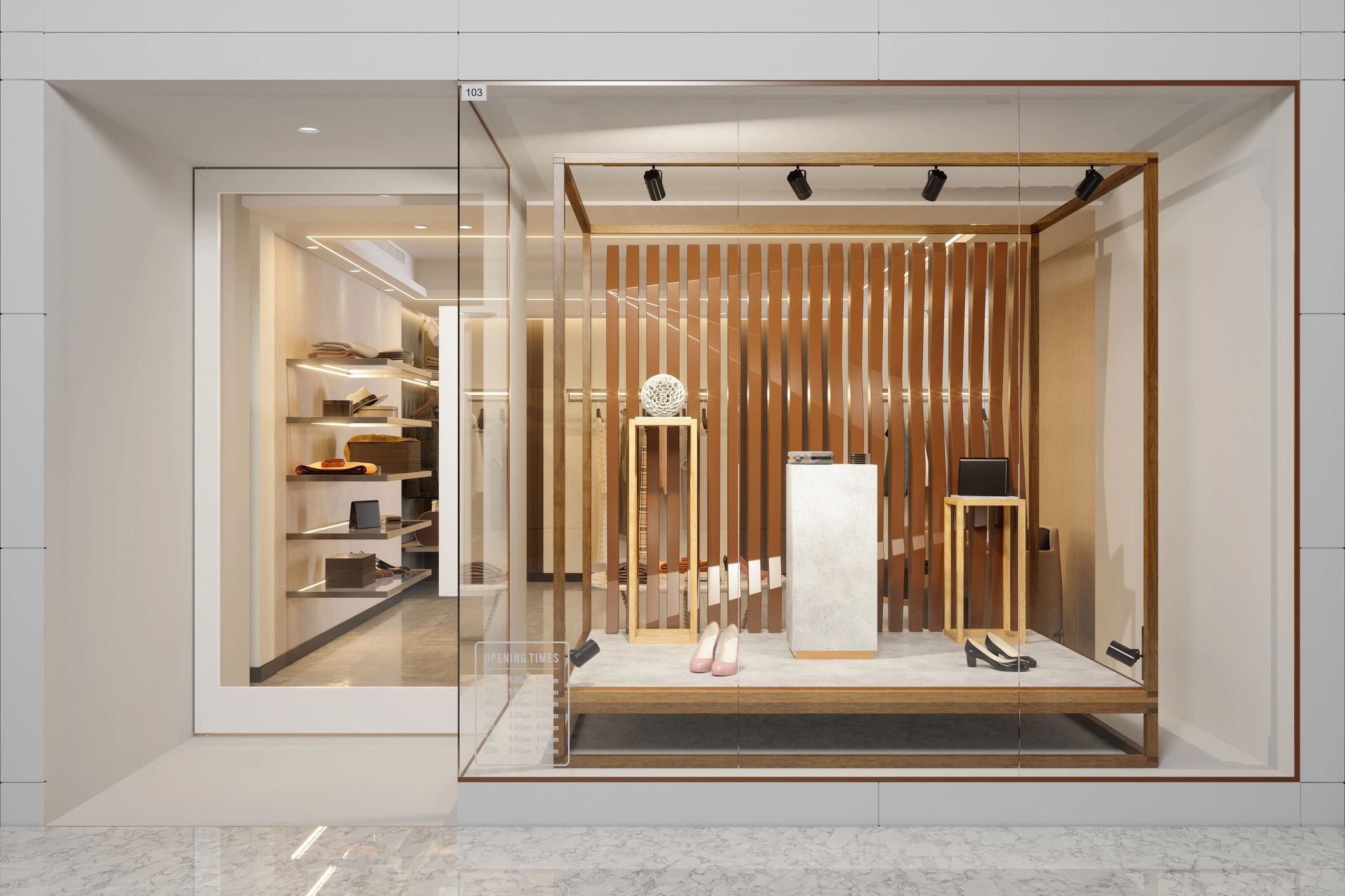 luxury fashion minimalist store interior